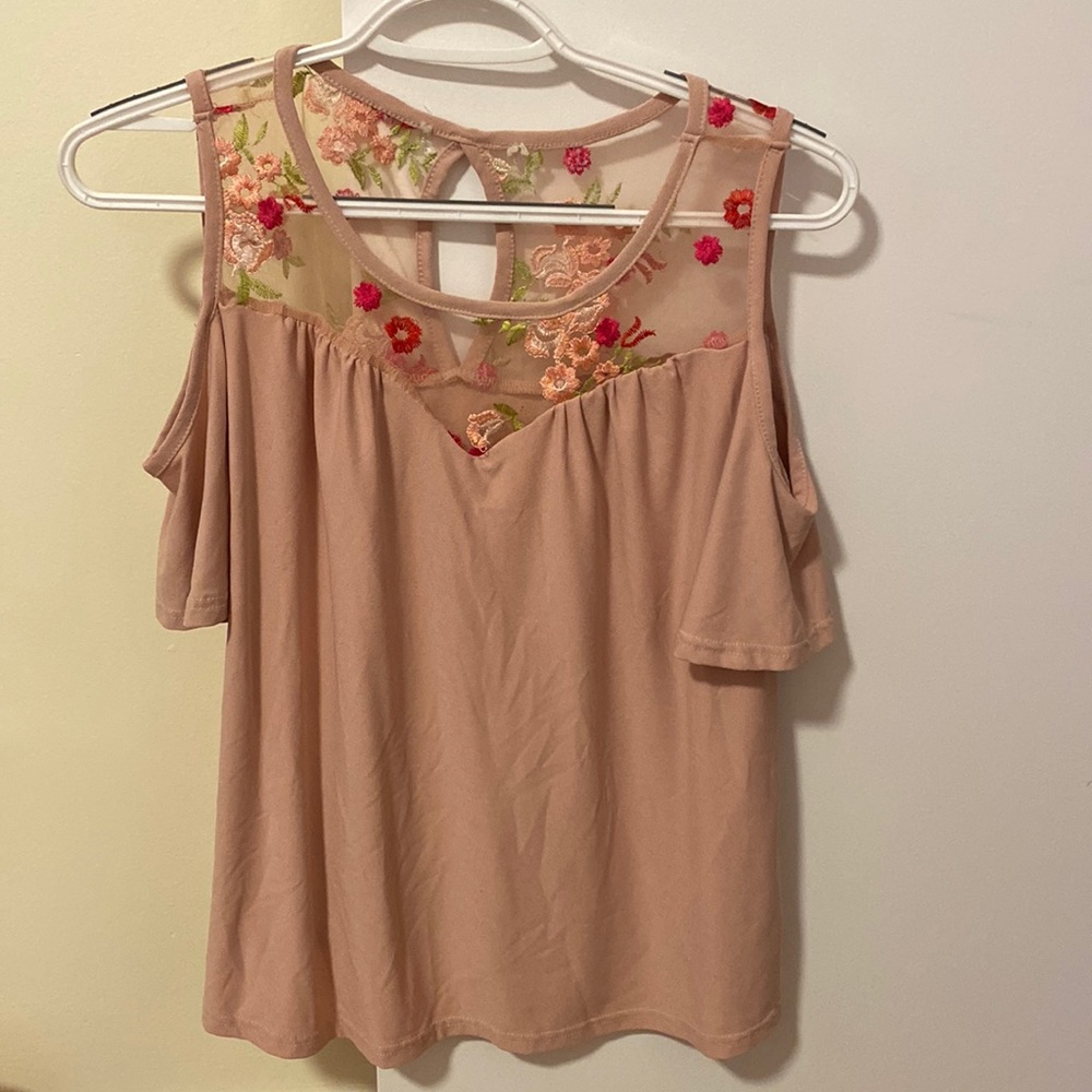 Pink floral off the shoulder top